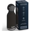 Asobu Bestie Borraccia per bambini con cannuccia, in acciaio inox, isolata, 420 ml, con testa di pecora nera, a prova di perdite e senza BPA