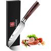 JUANSHI® Coltello Santoku 13 cm - Coltello da chef in acciaio inox ad alto tenore di carbonio di alta qualità, estremamente affilato per verdure o carne, coltello da cucina perfetto per