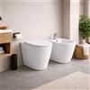 Azzurra Ceramica Coppia Sanitari WC da Terra e Bidet Collezione Aurea Ceramica Bianca con Sedile Incluso ,
