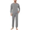 Aseniza Pigiama Uomo Invernale Cotone Lungo Due Pezzi Set Pigiami Righe Uomo Maniche Lunghe da Casa Caldo Loungewear Casual Grigio-583, L