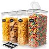 KICHLY Contenitore per cereali (Set di 4) - Plastica senza BPA - Contenitori ermetici per la cucina - Conservazione degli alimenti secchi - Contenitori cucina per l'organizzazione della dispensa