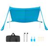 VEVOR Tenda Parasole da Spiaggia per Esterno Protezione Solare UPF50+ con Ancoraggio Dimensioni 3,4 x 3,4 x 2 m, Parasole da Spiaggia con Pali di Supporto Tenda Portatile per Campeggio Viaggio, Blu