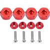 Dilwe Adattatore Esagonale per Auto RC, 4 Pezzi Adattatore in Lega di Alluminio da 6mm a 12mm per Ruota WPL 1634 RC (Rosso)