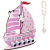 BSITSSS Regali per Battesimo per Ragazze Rosa per Braccialetto, Carino Regalo Battesimo Bambini, Barca In Legno Con Base, Regalo in Denaro per Battesimo, Tutto I'amore per il Battesimo