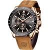 NIBOSI Orologi da uomo analogico al quarzo cronografo impermeabile data luminosa oro rosa argento orologio da polso uomo moda casual orologi per uomini classico elegante regalo in pelle oro nero