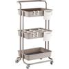 Relaxdays Carrello Multiuso con 3 Ripiani, HLP 86x43x36 cm, Beige, Ideale per Cucina, Bagno e Ufficio