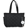 Borsa Tote Trapuntata Puffer Donna, Grande Borsa Morbida In Nylon Con Tracolla Regolabile E Tasche