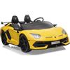 SUN&SPORT Lamborghini aventador svj roadster elettrica 24v radiocomandata batteria litio - per bambini fino 60kg, 3 velocità 3-8km/h, porte apribili, mp3 usb