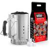 Weber Kit Ciminiera Accensione, 2kg Bricchetti, 6 Cubetti Accendifuoco