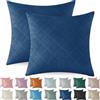 Ystyle Federe Cuscini Divano 50x50 2 Pezzi, Copricuscino Natalizie in Velluto, Copricuscini Decorativi Federe Arredamento Quadrate, Copricuscini Divano Soggiorno Camera da Letto Casa, Blu Scuro