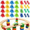 ACOMTUO Adattatori per binari in legno, 28 pezzi, connettori per treni in legno, connettori per binari in plastica, accessori giocattolo per bambini dai 3 ai 7 anni
