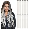 KHDULQ 10 Pezzi Extension Capelli Colorati con clip Tè bianco grigio Extension Clip Capelli Colorati per Bambini Donne 22 pollici Lungo Dritto,per Bambini Ragazze Donne Festival Feste Cosplay