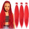 Cybelleza Treccine Capelli Extension Pre Stretched Braiding Hair Pre Allungato Stirato Yaki Professionale Africane Capelli Sintetici Lunghi Sintetici Afro Ombre Crochet 3 Ciocche 65cm Rosso