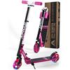 Apollo Monopattino Scooter LED - Skyracer della Apollo con ruote al Led 145mm City Scooter con sospensione, City-Roller pieghevole e con altezza regolabile, Kickscooter per bambini e ragazzi