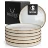 DEKUDÙ Set Piatti Moderni Piatti Piani Ceramica Gres di Qualità - Realizzata a mano - 6 pezzi ∅ 26 cm - Elevata durezza - Lavabile in lavastoviglie e Adatto microonde - Stile moderno - Beige