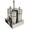 Nikou Set Olio Aceto Sale Pepe, Set 4 Pezzi Porta Olio Aceto Sale Pepe, in Acciaio Inox, con Portaspezie, Oliera Salvagoccia Ricaricabili per Cucina, da Tavolo, Ristorante