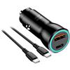 BLUE STAR CARICABATTERIE DA AUTO PER ACCENDISIGARI DUAL USB - USB-C FAST 25W CAVO USB-C PER SMARTPHONE