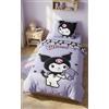 Halantex HELLO KITTY KUROMI - Set di biancheria da letto Copripiumino 140 x 200 cm + Federa 70x90cm - Reversibile - 100% POLIESTERE - Colore Viola