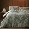 Fusion Snug Set copripiumino matrimoniale con foglie invernali, 100% pile di poliestere, 200 x 200 cm, verde, stampa rami, 2 federe