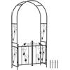 Outsunny Arco da Giardino con Cancello, Traliccio per Piante Rampicanti in Metallo, 2.2x1 m, Nero