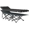 Outsunny Lettino da Campeggio Pieghevole con Poggiatesta Inclinato e Materasso Rimovibile, 196x68x37 cm, Nero