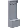 HOMCOM Mobile Appendiabiti 3 in 1 con 4 Ganci e Panca Contenitore, in Legno, 71.5x39.5x170 cm, Grigio
