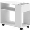 HOMCOM Tavolino da Salotto con Ruote, Vani Aperti, Ripiano e Scomparto, 70x36x60 cm, Bianco | Aosom Italy