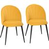 HOMCOM Set 2 Sedie da Pranzo Imbottite con Schienale a Conchiglia in Velluto, 52x55x79 cm, Giallo | Aosom Italy