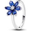 PANDORA Timeless Anello Herbarium Cluster, in argento Sterling con cristallo blu principessa e zirconia cubica trasparente, 52