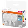 OSRAM LED BASE Classic P40, lampade LED a filamento smerigliato in vetro per base E14, forma di candela, bianco freddo (4000K), 470 lumen, sostituisce le tradizionali lampadine 40W, scatola da 3