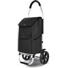 VOUNOT® Carrello della Spesa Pieghevole in Alluminio, Carrello Portaspesa con Borsa da 58L, Ruote Silenziose e Parafanghi, Nero