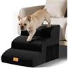 Thihome Scala per cani di piccola taglia, 3 livelli, spugna ad alta densità, altezza 40 cm, con rivestimento impermeabile, antiscivolo, scala per animali domestici, colore nero