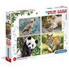 Clementoni- Supercolor Puzzle - Vita nella Natura Selvaggia - 20 + 60 + 100 + 180 Pezzi, Colore Multicolore, 21409