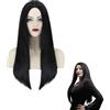 Ohh-nanjoo Parrucca Nera Lunga, Fibra Sintetica, WIG, 70 cm, Nero, Lunga e Dritta, Resistente al Calore, Lisci, 1 unità, Halloween, Cosplay, Uso Quotidiano, Feste, Moda