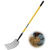 VEVOR Forca da Giardino, a 5 Punte con Manico in Fibra di Vetro, Forca per Giardinaggio Resistente da 1450 mm con Impugnatura a Y, Forca da Giardino in Acciaio Forgiato per Fieno, Compostaggio
