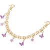 QUARKZMAN 1Pcs 10 Catena Estensione Borsetta, Accessorio Borsa Charm per Manici Borsa Donna Decorazione con Pendente Fiore Farfalla, Viola