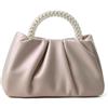 Beatfull Borsetta da sera da donna, piccola borsa a tracolla in pelle morbida increspata, per matrimoni, feste, balli studenteschi, Argento