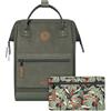 Cabaïa - Zaino Adventurer Busan - Medium 18L - Idrorepellente - scomparto per PC fino a 13″ - 2 tasche intercambiabili - Vegan certificato - Zaino da viaggio, lavoro e scuola - Verde