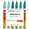Molotow One4All 127HS - Set di 6 pennarelli acrilici Tropical (2,0 mm di spessore, altamente coprenti e permanenti, ad asciugatura rapida, ricaricabili, per quasi tutte le superficie), colori