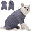 HEYWEAN Tutina Gatto Post Operatorio Body per Gatto Pigiama Manica Lunga Post Intervento Tuta Gattos Sterilizzato Body Chirurgico Gatto Vestito Medica Alternative al Collare