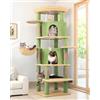 Globlazer Albero Tiragraffi ad Angolo Cactus Verde Alto 167 cm con 2 Curva Grotte, Grandi Piattaforma, Morbido Amaca, Cesto, Albero Tiragraffi Angolare Stabile per 3-4 Gatti Grandi (C66, Verde)