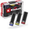 Einhell Accessories Einhell 3 pezzi set di bussole Impact per auto | Protezione cerchi | acciaio CrMo | Ø 17/19/21 mm | lunghezza 80 mm | codifica colori | attacco 1/2 | per avvitatori impulsi