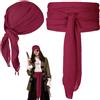 Set De 4 Accesorios Pirata Para Mujer – Pañuelo De Satén, Collar, Pendientes Y Cinturón Ajustable – Ideal Para Halloween Y Fiestas