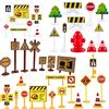 Fycooler Segnali Stradali Giocattoli - Cartelli stradali Set di Accessori per Veicoli e trenini,41 Pezzi Segnaletica Stradale Playset - Bambini insegnare Le Regole del Traffico I Giocattoli