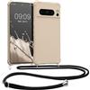 kwmobile Custodia Compatibile con Google Pixel 8 Pro Cover - Back Case in Silicone TPU - Protezione Smartphone con Cordino - crema