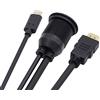 cablecc Cavo di estensione dati USB-C USB 2.0 Tipo C maschio a femmina ad angolo sinistro destro con manicotto per laptop (Tipo-C+HDMI)
