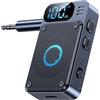 aigolink Adattatore Bluetooth V5.4 per TV audio su cuffie, trasmettitore 2 in 1, con jack AUX 3,5 mm e 14 ore di riproduzione
