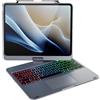 doqo Custodia Tastiera iPad Air 13 & Pro 13/12,9,Trackpad,Rotazione 360° | Digitazione tipo laptop, Retroilluminata, per iPad Air 13 M4/M3/M2, Pro 13 M5/M4 & Pro 12,9 6ª-3ª Gen, Supporto Penna
