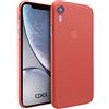 doupi UltraSlim Custodia per iPhone Xr (iPhone 10r) 6,1 pollici, satinato fine piuma facile mat semi trasparente Cover, rosso