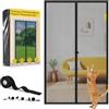 fowong Zanzariera Magnetica 200x200cm Chiusura Automatica Tenda Zanzariera a Strisce Anti Zanzare Insetti per Porte Finestre Balcone Soggiorno Centro-nero